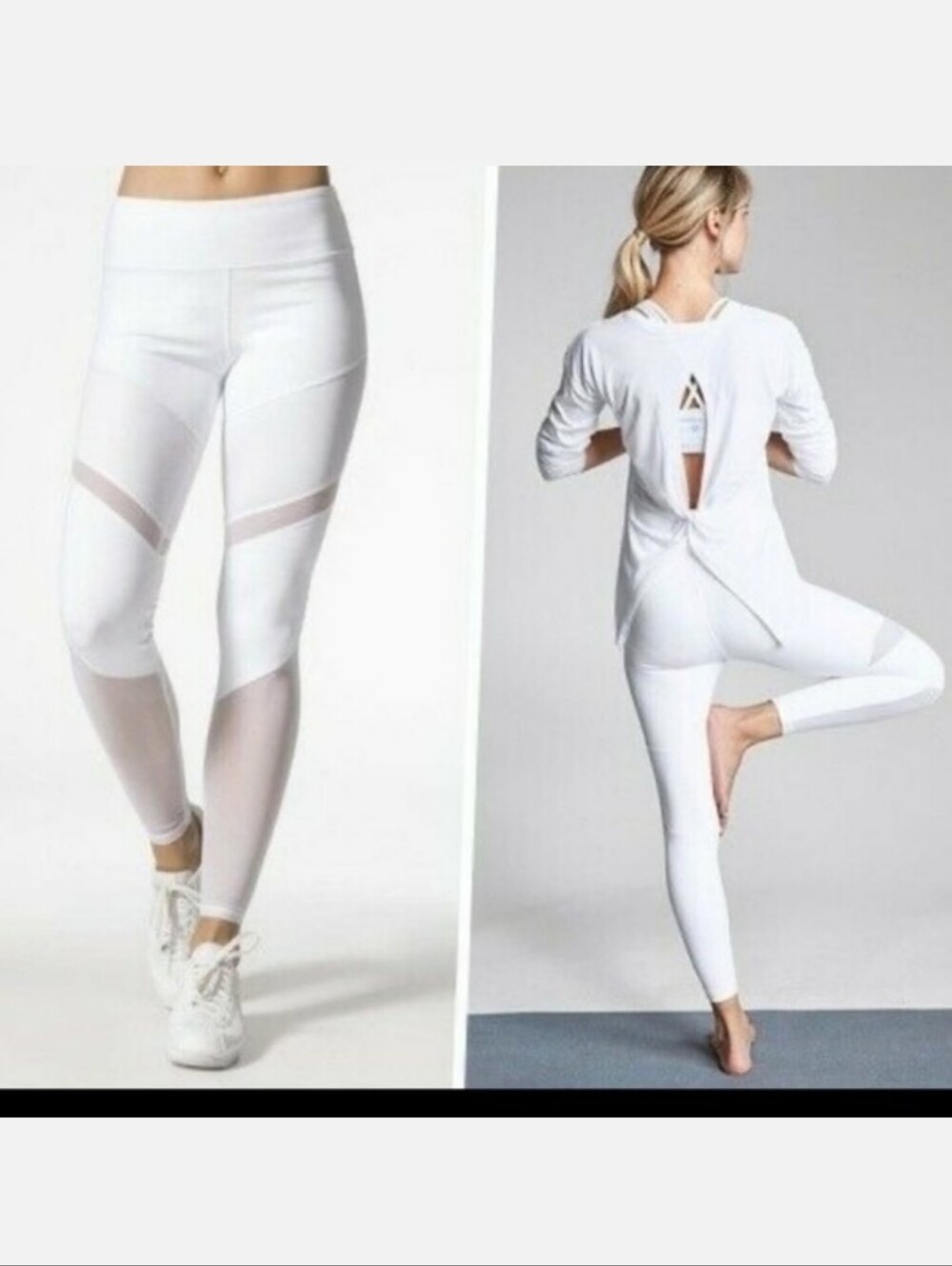 Athleta Mesh Block Pocket Pura Tight White Size Large Poly Lycra Nylon